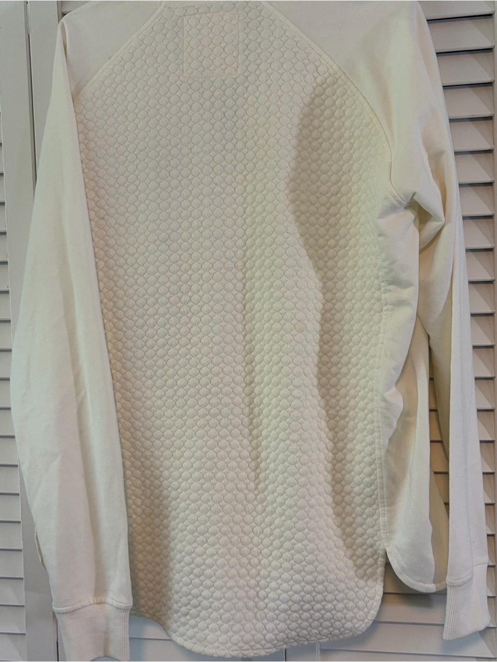Pressbox Cream Quilted Half-Zip Pullover with Bulldog Patch - Picture 2 of 5
